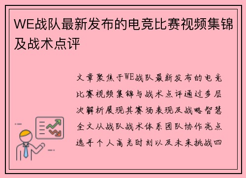 WE战队最新发布的电竞比赛视频集锦及战术点评